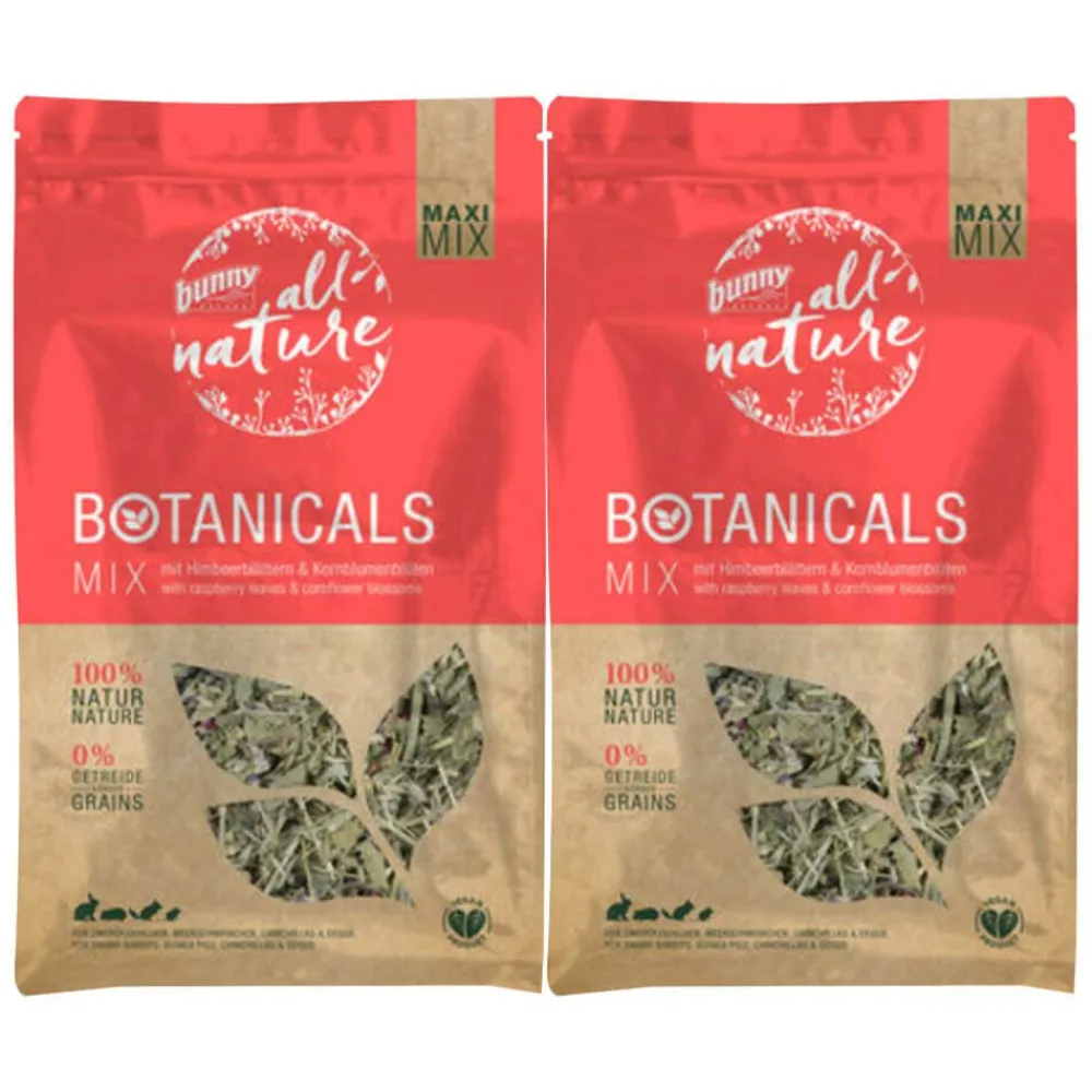 2x Botanicals Konijnensnack Frambozenblad & Korenbloem 400 gr^Bunny Nature Hot