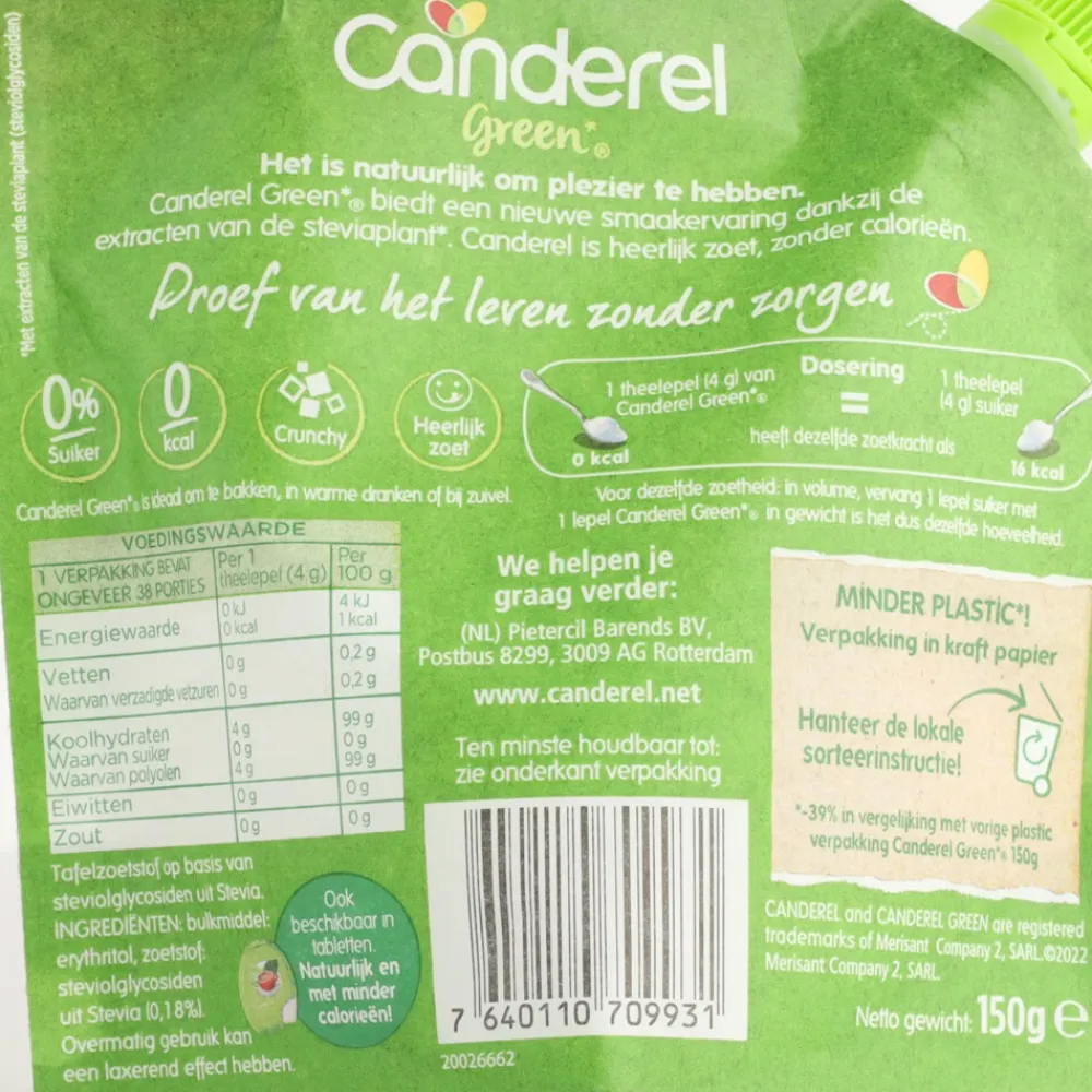 Siropen & Zoetstoffen<Canderel 9x Green Stevia Crunchy 150 gr