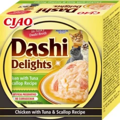 Sale 6x Dashi Delights Kattenvoer Nat Chicken & Tuna & Scallop 70 gr Kattenvoer