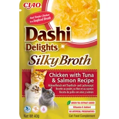 12x Dashi Delights Silky Broth Kattenvoer Nat Chicken & Tuna & Salmon 40 gr^Ciao