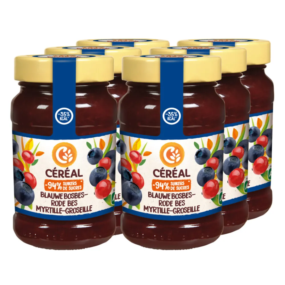 6x Jam Bosbes & Rode Bes 270 gr^Céréal New
