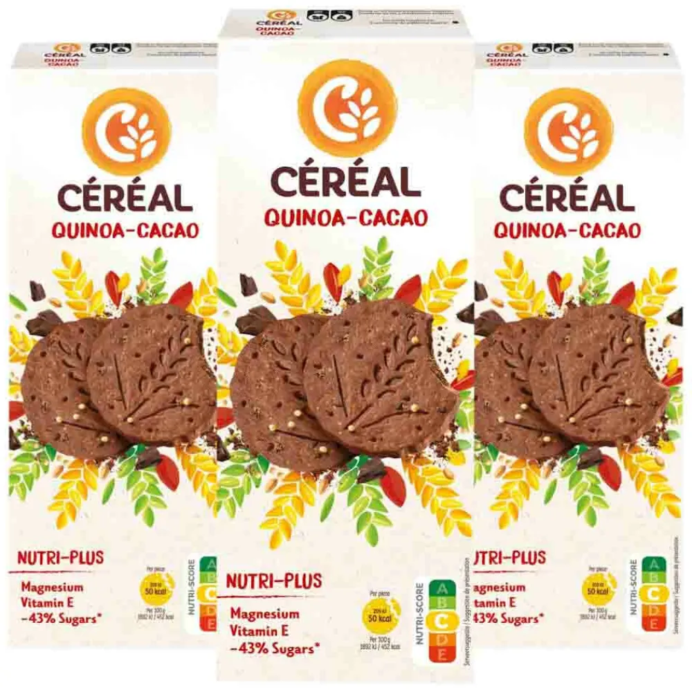 Clearance 3x Koekjes Quinoa Cacao 132 gr Koek
