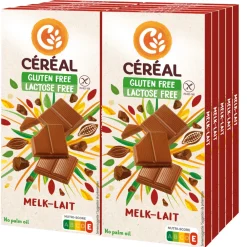 Glutenvrij|Lactosevrij<Céréal 10x Melkchocolade Glutenvrij en Lactosevrij 100 gr