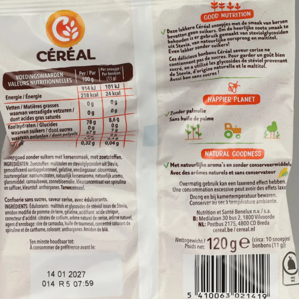 Snoep<Céréal 3x Snoepjes Kers 120 gr