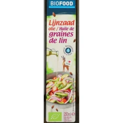 Clearance 3x Biofood Lijnzaadolie Koudgeperst Biologisch 250 ml Olie & Azijn