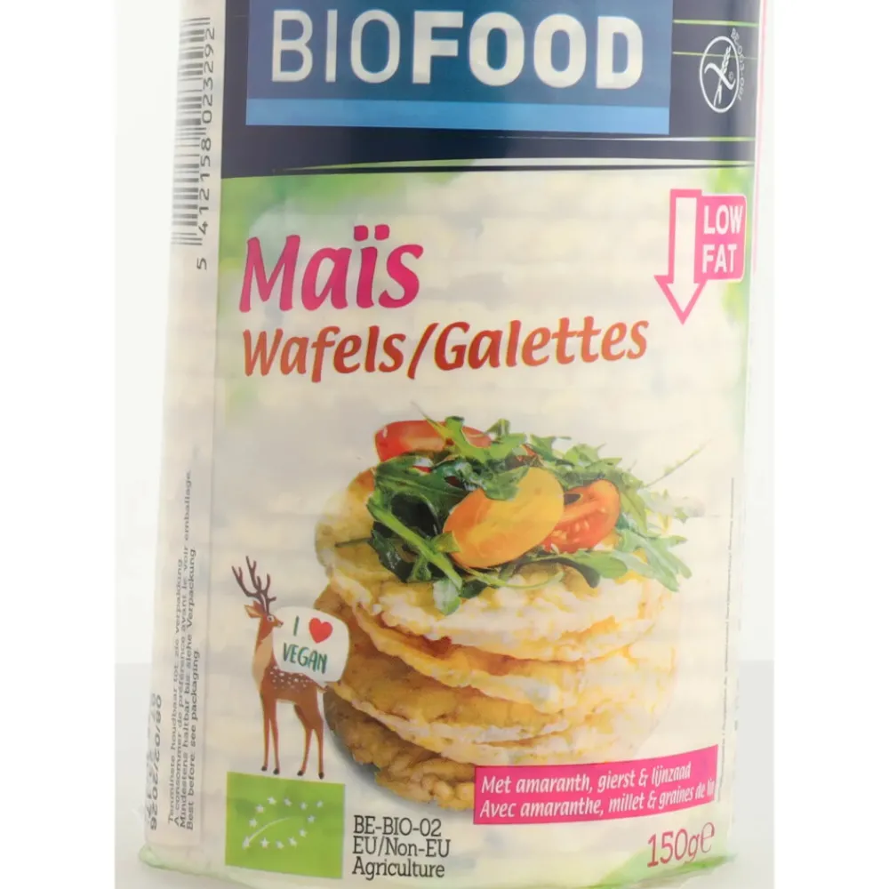 Snacks|Brood & Crackers<Damhert 3x Biofood Maiswafels Met Lijnzaad BIO 150 gr