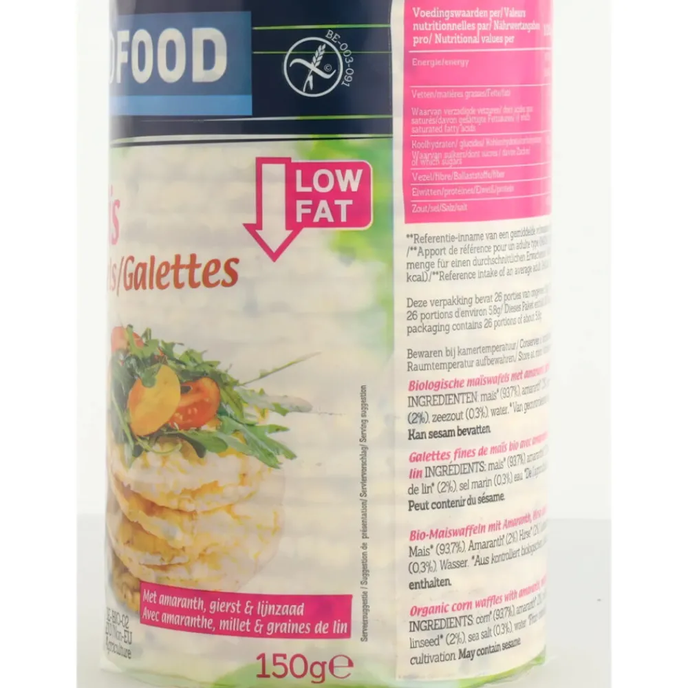 Snacks|Brood & Crackers<Damhert 3x Biofood Maiswafels Met Lijnzaad BIO 150 gr