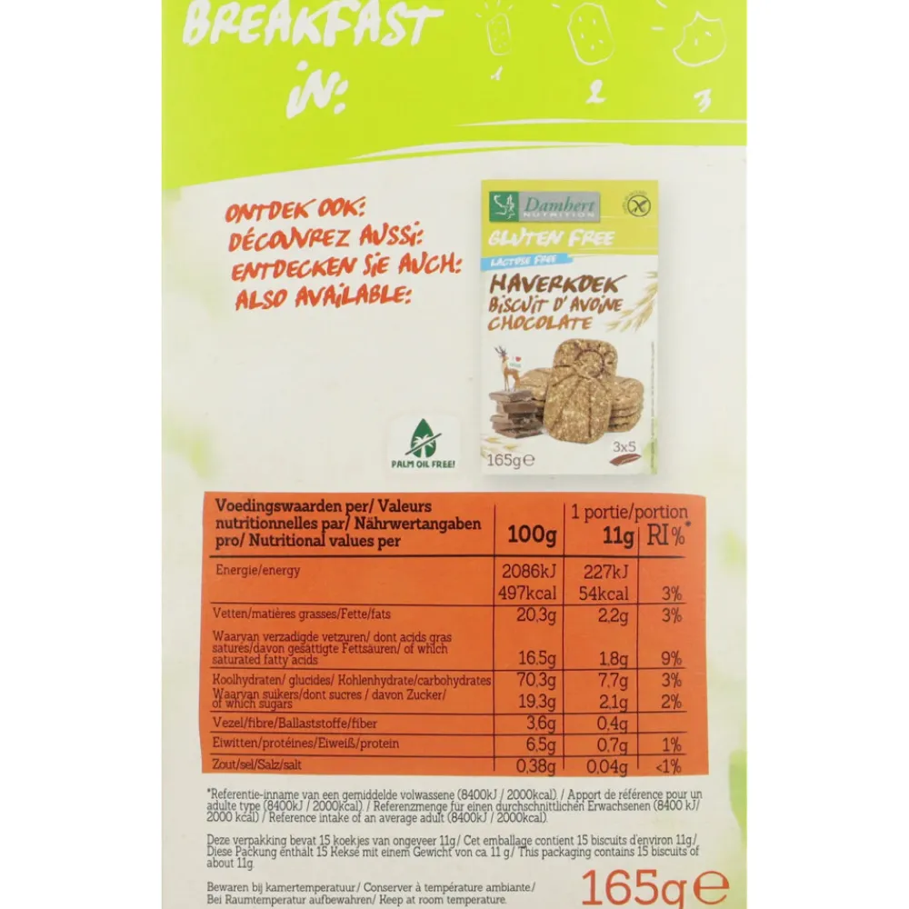 3x Haverkoekjes Naturel Glutenvrij 165 gr^Damhert Best