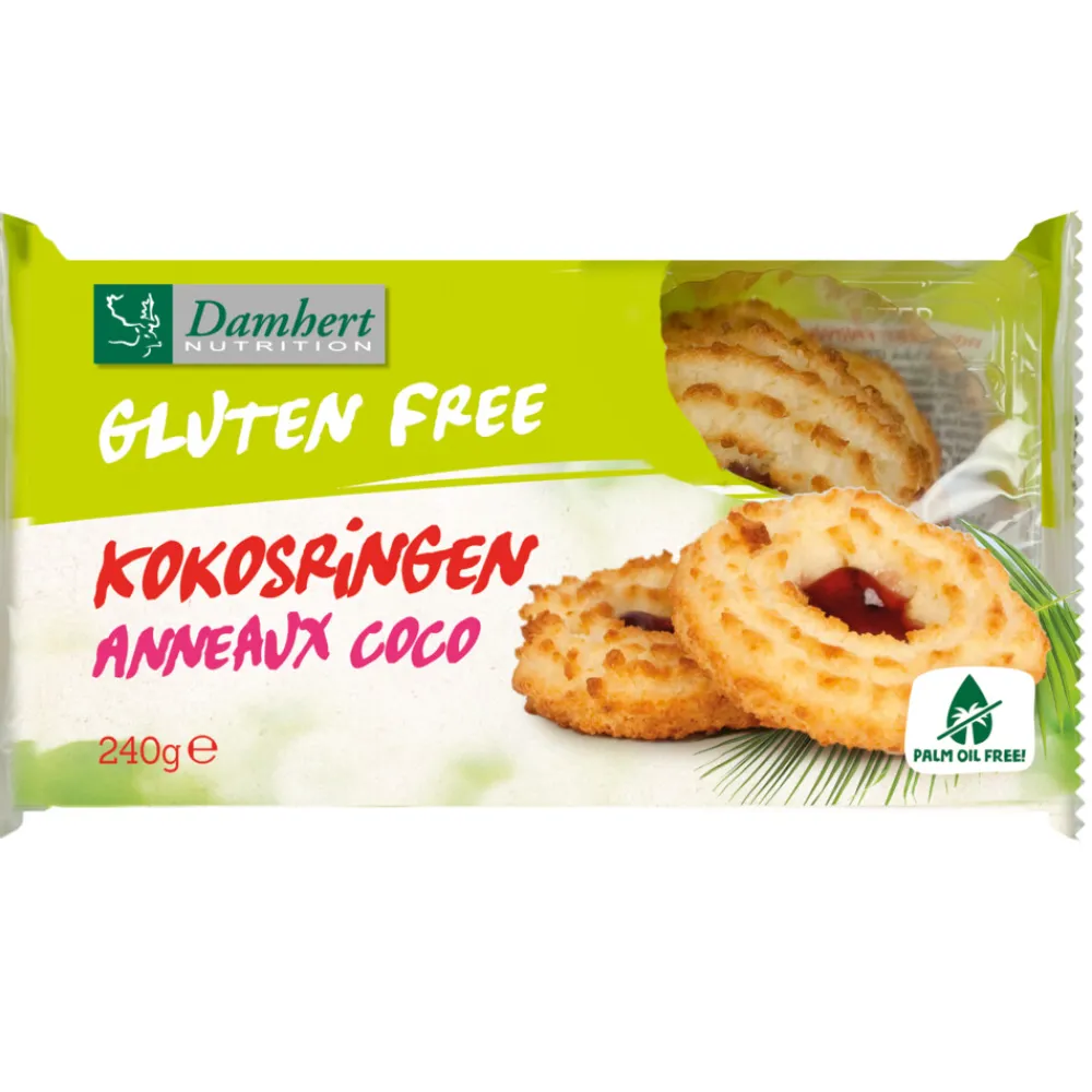 Outlet 3x Kokosringen Fruitvulling Glutenvrij 240 gr Koek|Glutenvrij