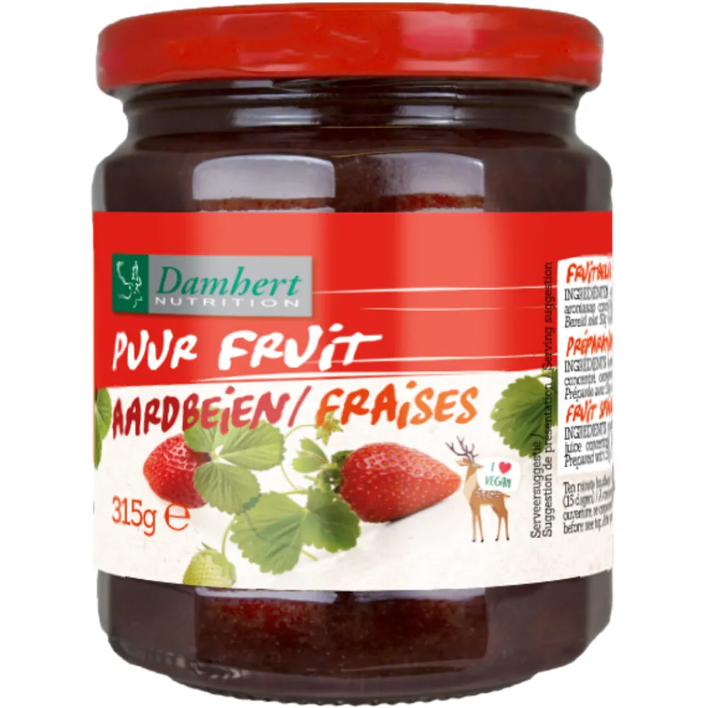 3x Puur Fruit Confiture Aardbei 315 gr^Damhert Best