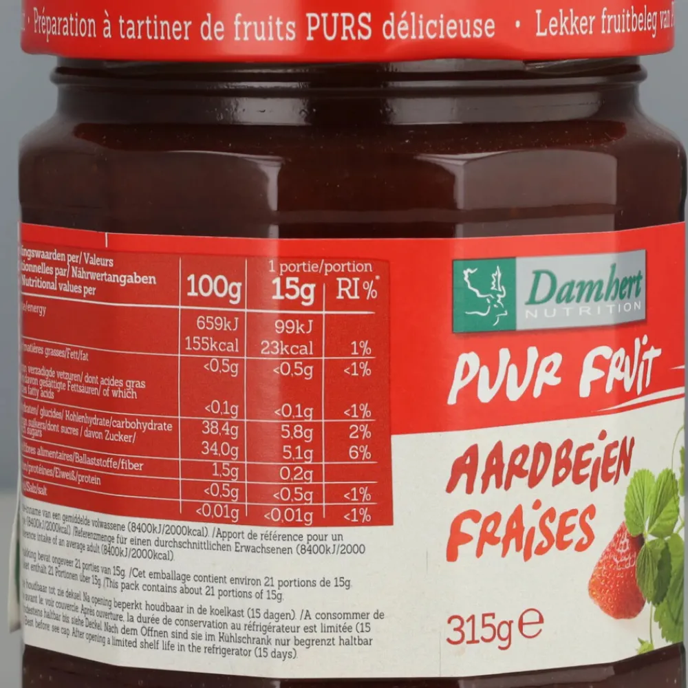 3x Puur Fruit Confiture Aardbei 315 gr^Damhert Best