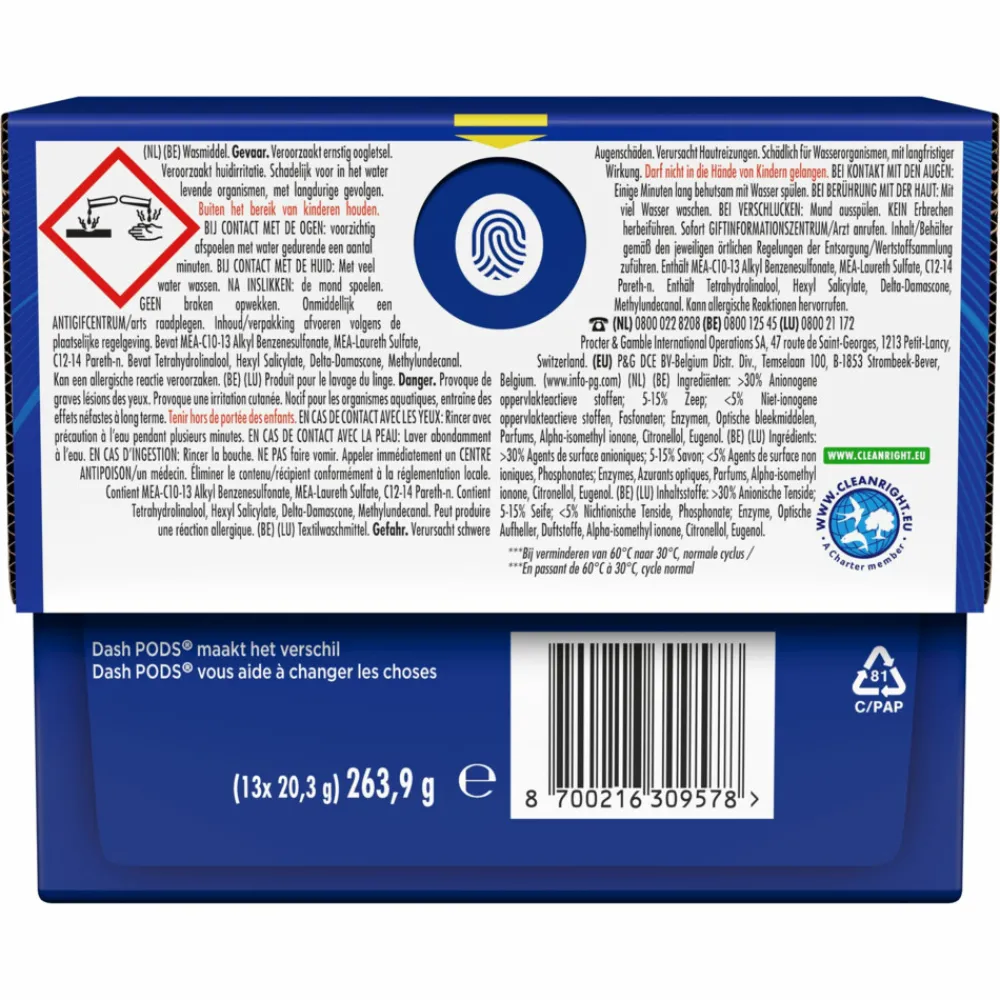 4x Wasmiddelcapsules 3in1 Pods Witter dan Wit 13 stuks^Dash Discount