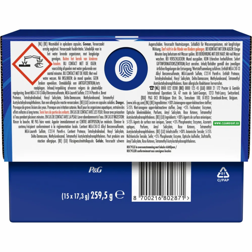 Wasmiddel<Dash 4x Wasmiddelcapsules 3in1 Pods Stralende Kleuren 15 stuks