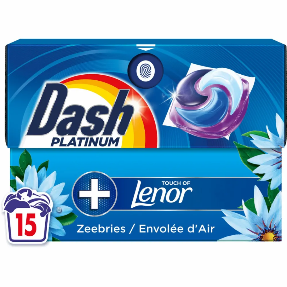 Wasmiddel<Dash 4x Wasmiddelcapsules 4in1 Platinum Pods Zeebries 15 stuks