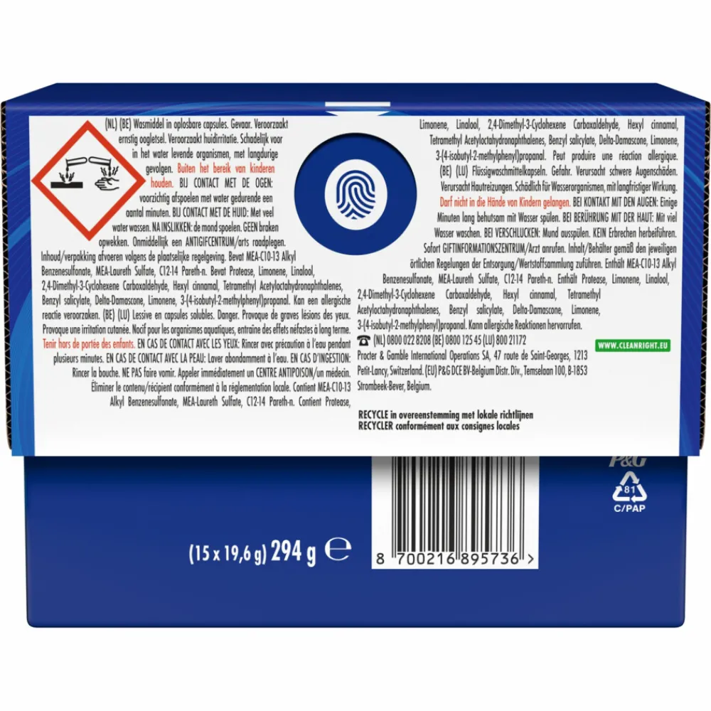 Wasmiddel<Dash 4x Wasmiddelcapsules 4in1 Platinum Pods Zeebries 15 stuks