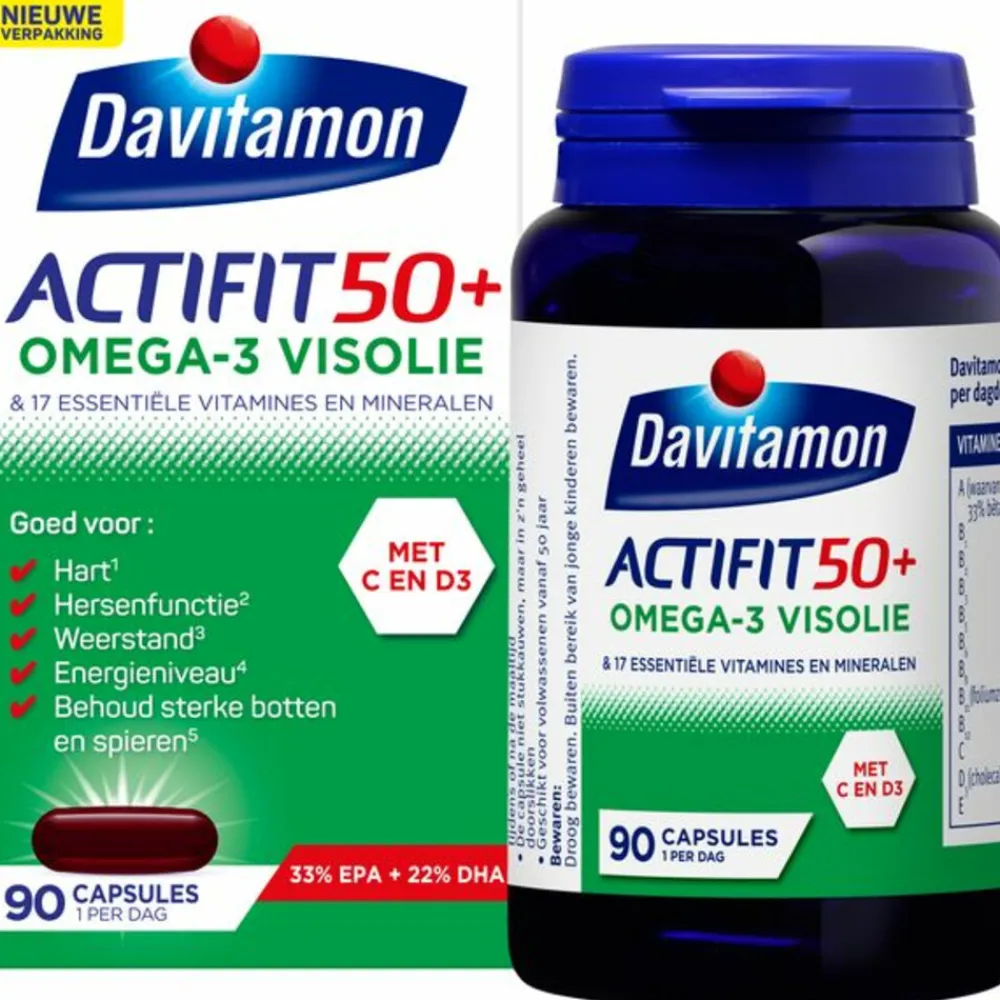New 2x Actifit 50+ Omega-3 Visolie 90 capsules Mineralen
