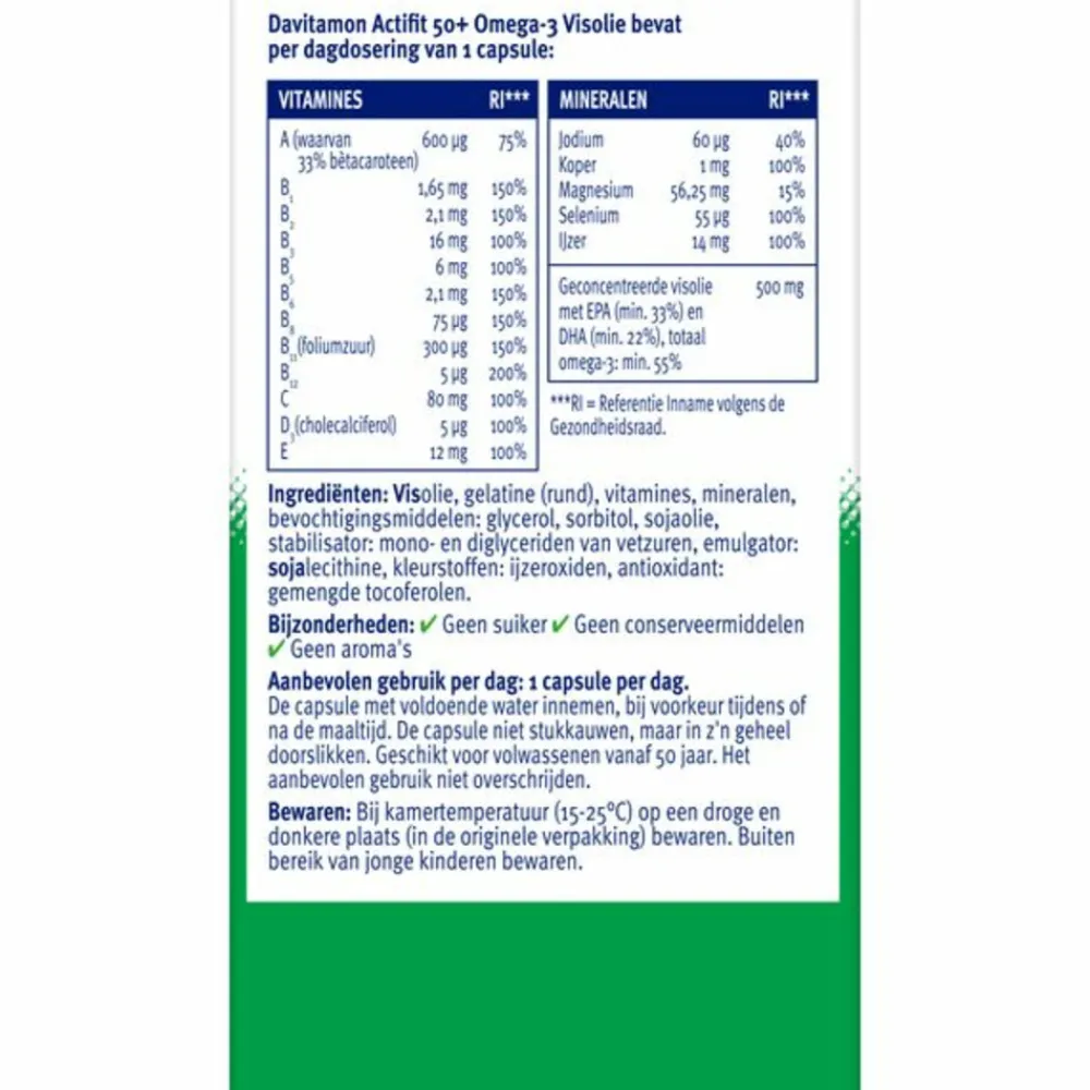 New 2x Actifit 50+ Omega-3 Visolie 90 capsules Mineralen