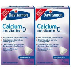 2x Calcium Vitamine D3 Pepermunt 60 kauwtabletten^Davitamon Outlet