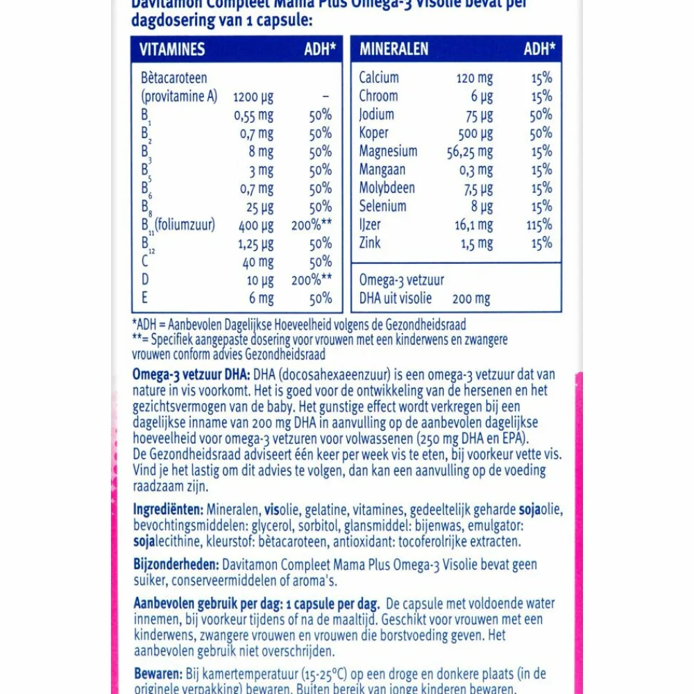 2x Compleet Mama Omega-3 Visolie 60 capsules^Davitamon