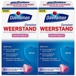 Mineralen<Davitamon 2x Compleet Weerstand Hoog Gedoseerd Bosvruchten 50 kauwtabletten