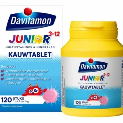 Vitaminen & Supplementen|Mineralen<Davitamon 2x Junior 3+ Kauwvitamines Framboos 120 kauwtabletten