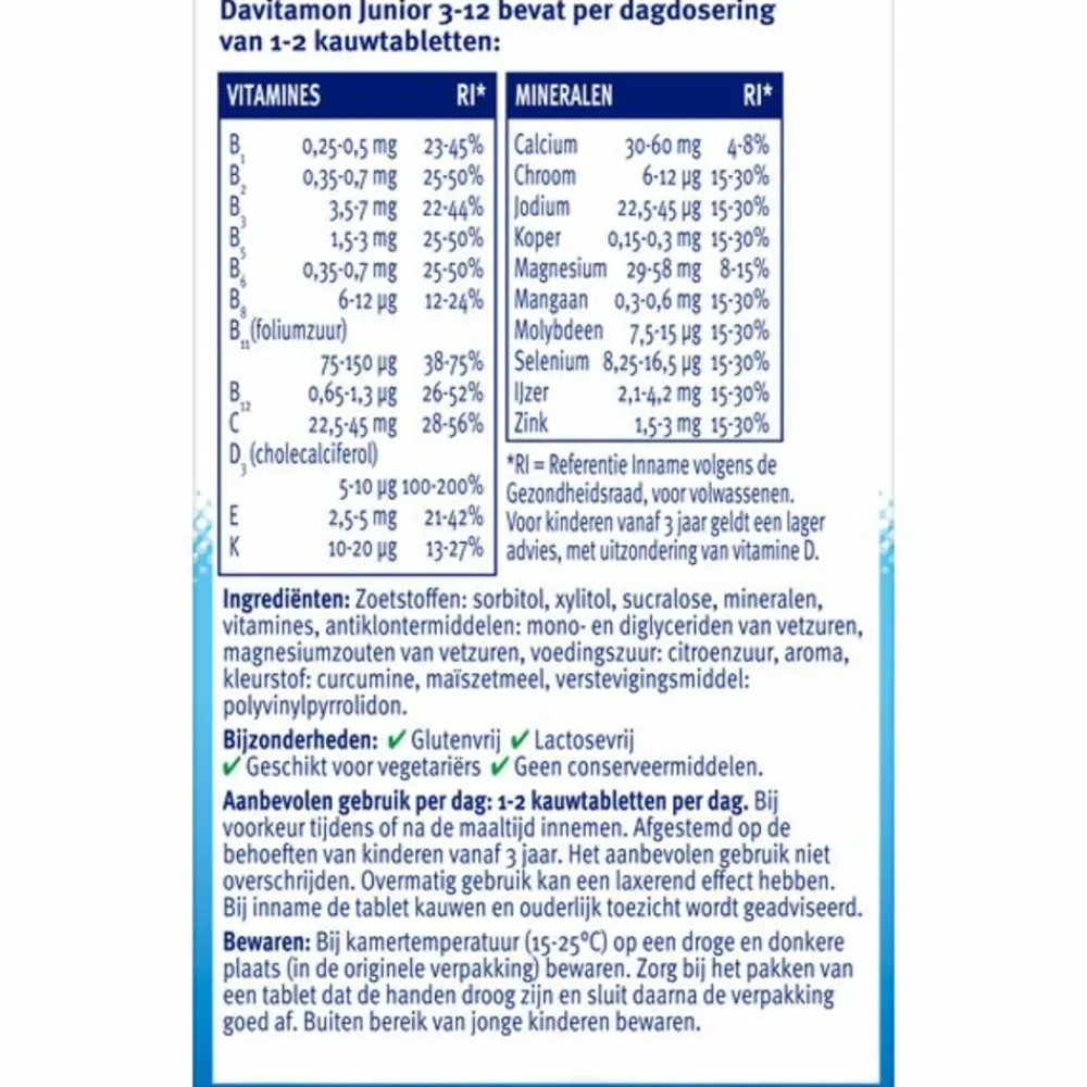 2x Junior 3+ Kauwvitamines Banaan 120 kauwtabletten^Davitamon New