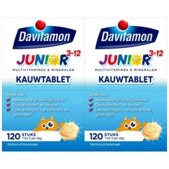 Mineralen<Davitamon 2x Junior 3+ Multivruchten 120 kauwtabletten