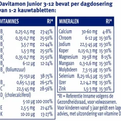 Mineralen<Davitamon 2x Junior 3+ Multivruchten 120 kauwtabletten