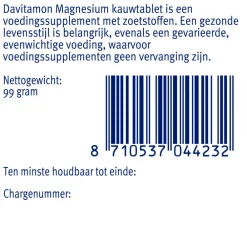 Mineralen<Davitamon 2x Magnesium Kauwtablet 60 tabletten