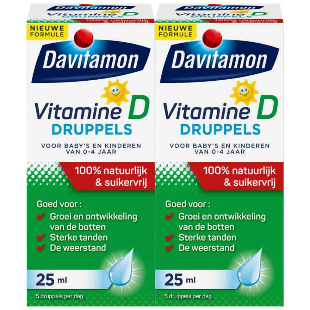 2x Vitamine D Druppels 100% Natuurlijk 25 ml^Davitamon Outlet