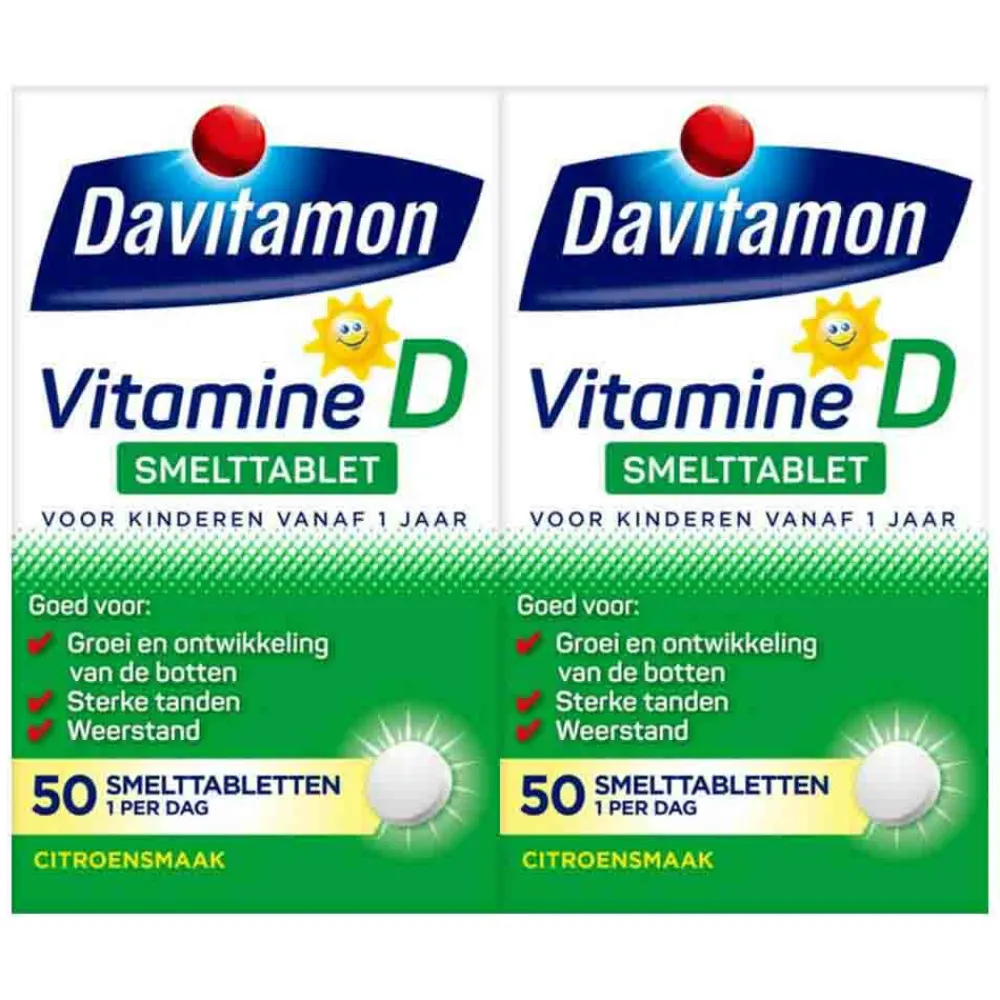 Vitaminen & Supplementen|Vitaminen<Davitamon 2x Vitamine D Kind 50 smelttabletten