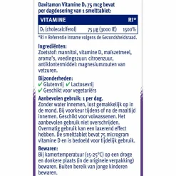 2x Vitamine D3 75mcg 75 smelttabletten Vitaminen