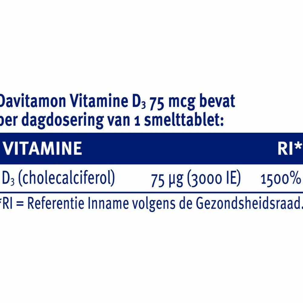 2x Vitamine D3 75mcg 75 smelttabletten Vitaminen
