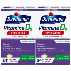 Vitaminen<Davitamon 2x Vitamine D Vegan 1 Per Week 24 capsules