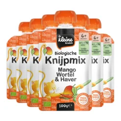 6x Bio Knijpmix 6+m Mango Wortel Haver 100 gr^de Kleine Keuken Hot