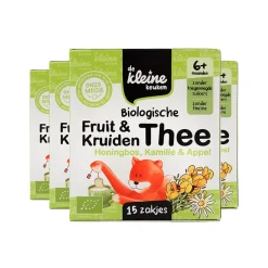 Baby & Peutervoeding<de Kleine Keuken 4x Bio Thee 6+m Honingbos Kamille Appel 19,5 gr