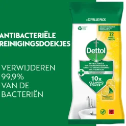 Outlet 5x Antibacteriële Reinigingsdoekjes Sprankelende Citroen 72 stuks Schoonmaakdoekjes