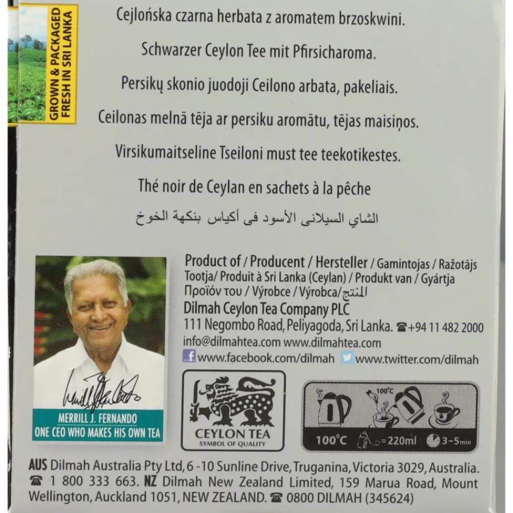 Thee<Dilmah 3x Perzik Thee 20 stuks