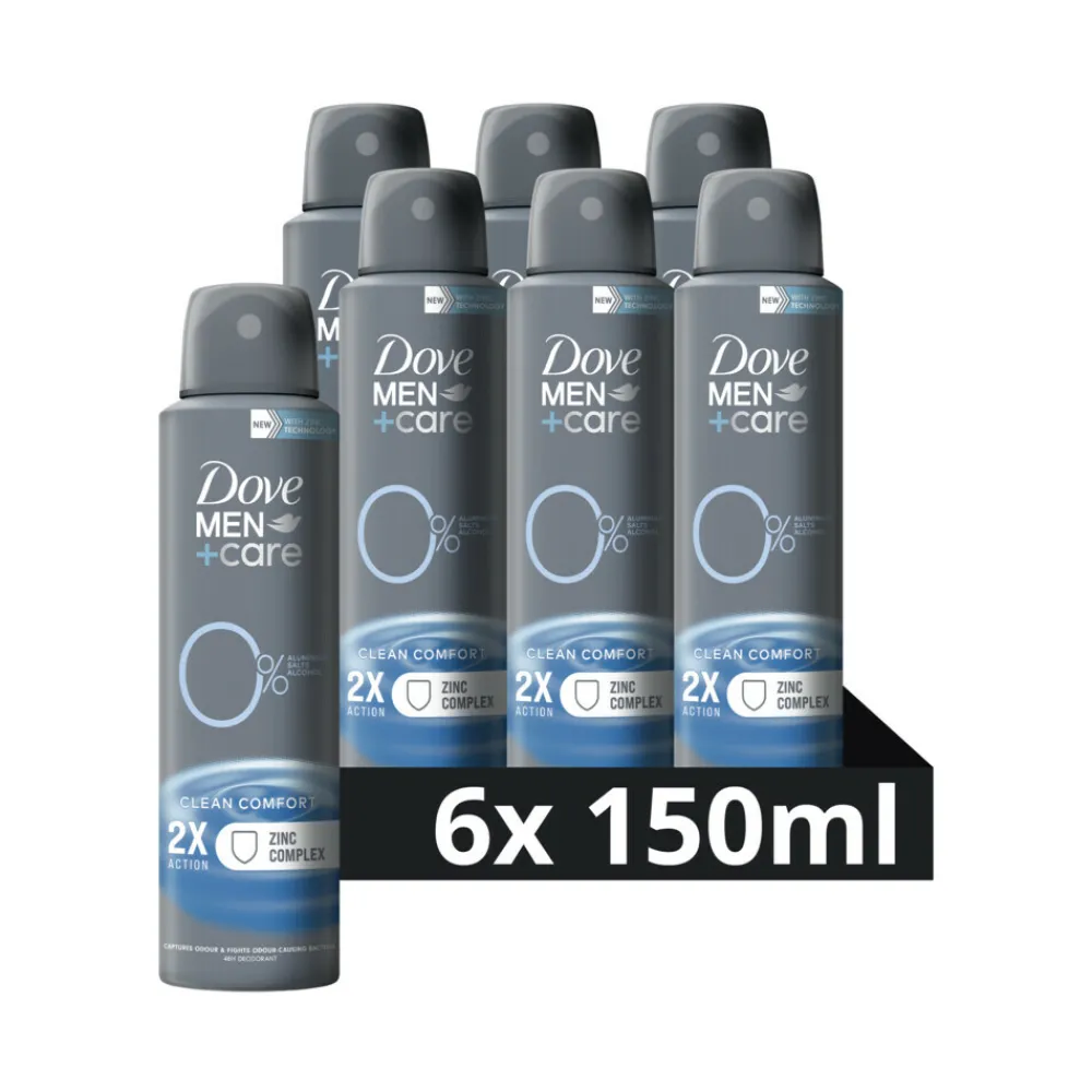 Deodorant<Dove 6x Deodorant Men+ Care 0% Clean Comfort 150 ml