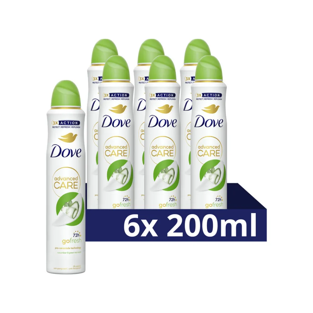 6x Deodorant Spray Cucumber & Green Tea 200 ml^Dove Hot