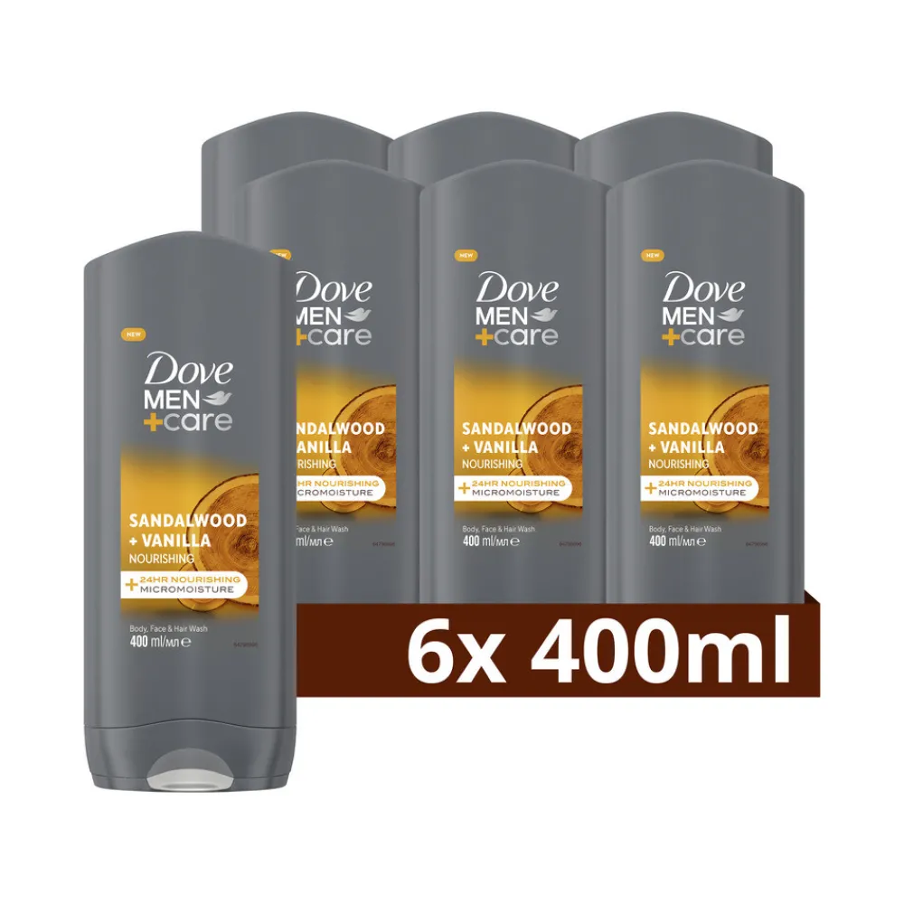 6x Douchegel Men+ Care Sandalwood & Vanilla 400 ml^Dove Best