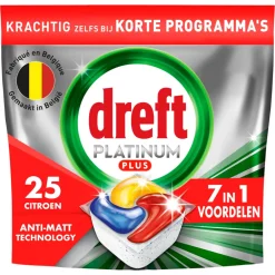Machineafwas<Dreft 5x Vaatwastabletten Platinum Plus All In One Citroen 25 stuks