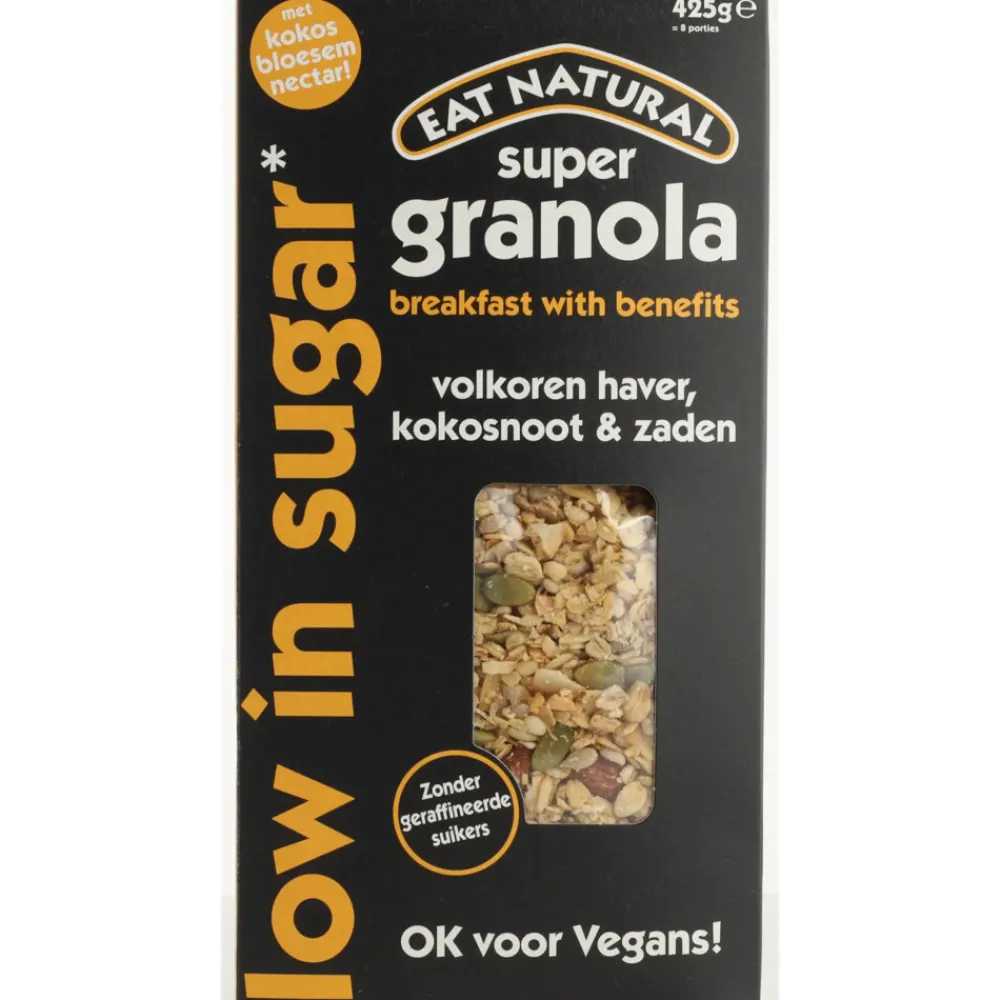 Ontbijtgranen<Eat natural 5x Super Granola Laag in Suikers met Volkoren Haver, Kokosnoot & Zaden 425 gr