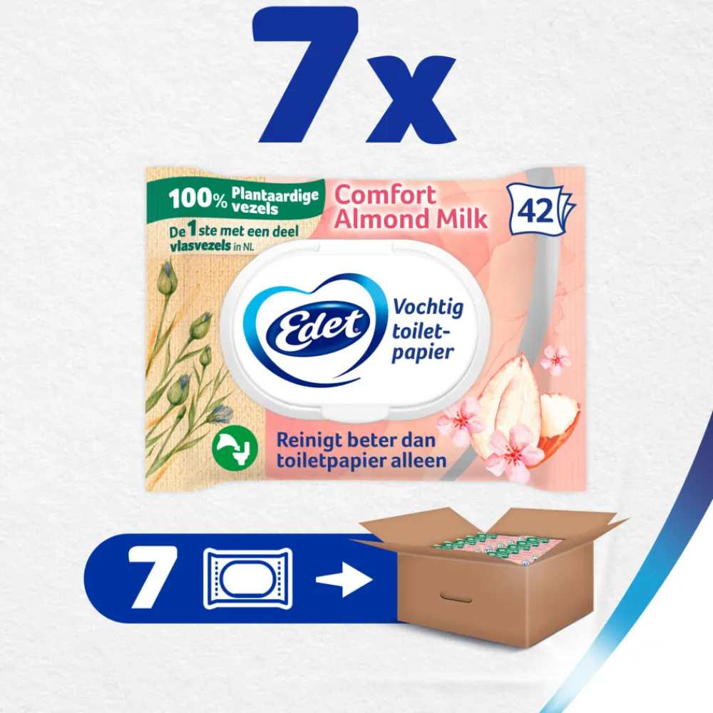 Clearance 7x Amandel Vochtig Toiletpapier 42 stuks Toiletpapier