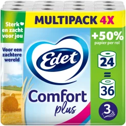 4x Comfort Plus Toiletpapier 3 Laags 6 stuks^Edet Outlet