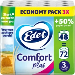 Toiletpapier<Edet 3x Comfort Plus Toiletpapier 3 Laags 16 stuks