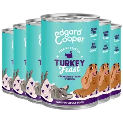 Hondenvoer<Edgard & Cooper 6x Feestelijk Hondenvoer in Blik Kalkoen 400 gr