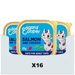 16x Kattenvoer Adult Pate Zalm - Kip 85 gr^Edgard & Cooper New