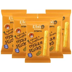 Sale 5x Ella's Kitchen Gepoft Smikkelstengels 7+ m Mais Wortel 16 gr Baby & Peutervoeding