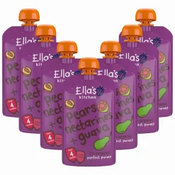 Clearance 7x Ella's Kitchen Knijpzakje 4+ m Peer Nectarine Guava 120 gr Baby & Peutervoeding